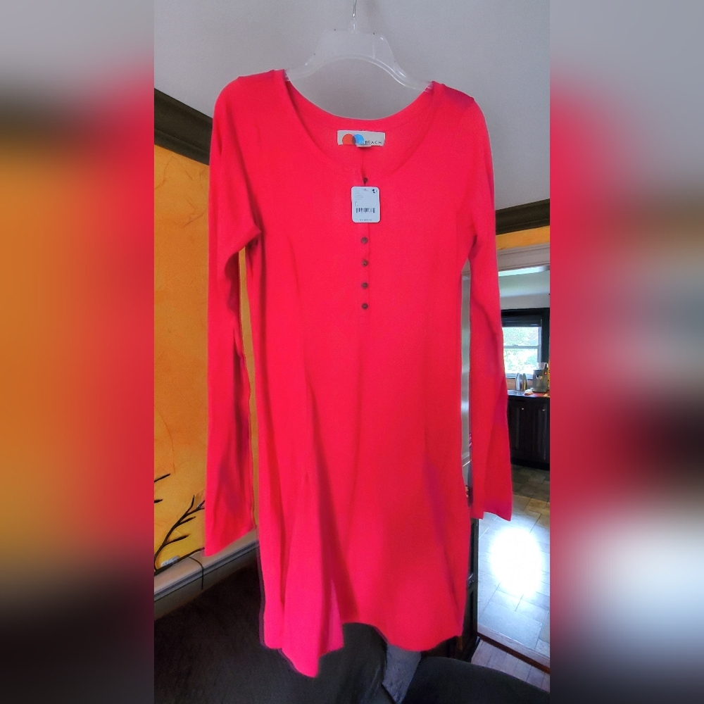 Free People Beach Collection Long Sleeve Fuchsia Dress in size Large